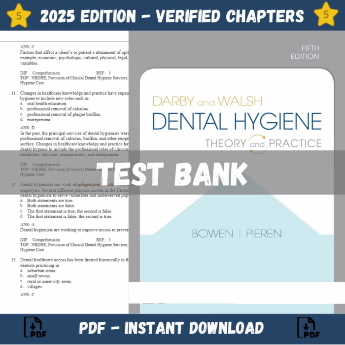 Test bank - Darby and Walsh Dental Hygiene 5th Edition (Jennifer A Pieren, 2019)
