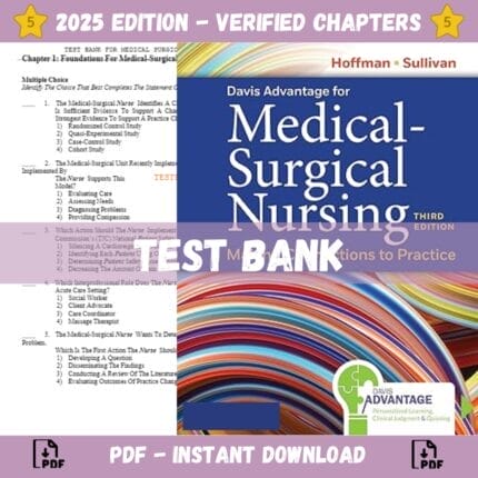 Test Bank - Davis Advantage for Medical-Surgical Nursing 3rd Edition (Hoffman, 2023)