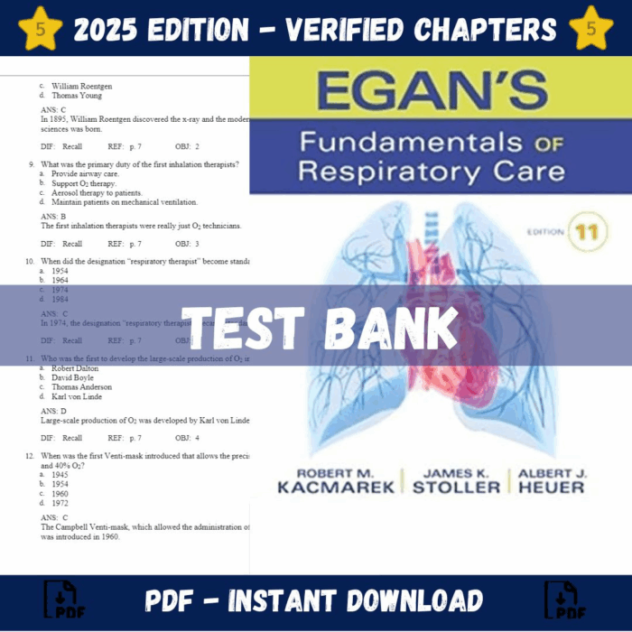 Test bank - Egan's Fundamentals of Respiratory Care 11th Edition (Robert M. Kacmarek, 2016)