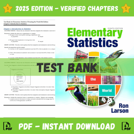 Test Bank - Elementary Statistics Picturing the World, 8th Edition (Larson, 2022)