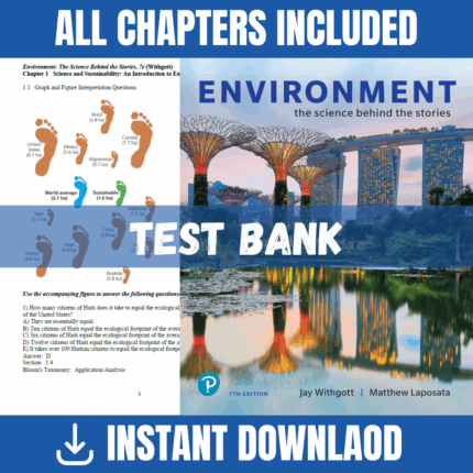 Test Bank - Environment: The Science Behind the Stories, 7th Edition (Jay H. Withgott, Matthew Laposata, 2023)