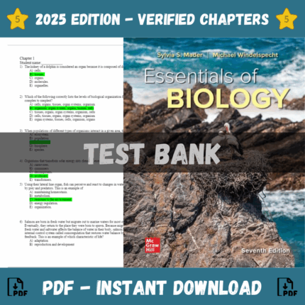 Test Bank - Essentials of Biology, 7th Edition (Mader, 2023)