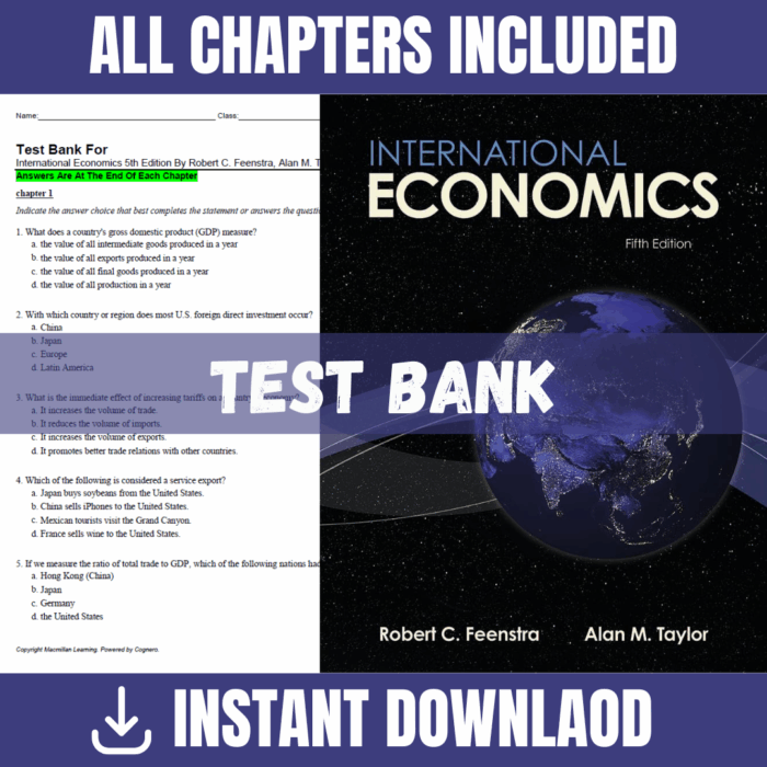 Test Bank - International Economics, 5th Edition (Robert C. Feenstra, Alan M. Taylor, 2021)