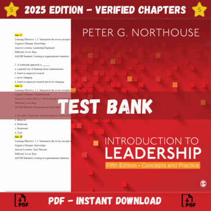 Test Bank - Introduction to Leadership: Concepts and Practice, 5th Edition ( Peter, 2020)