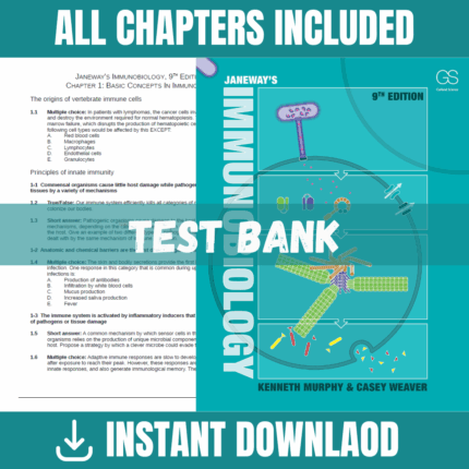 Test Bank - Janeway's Immunobiology, 9th Edition (Kenneth Murphy, Casey Weaver, 2016)