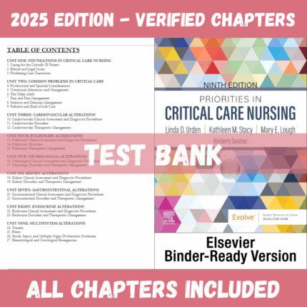 Test bank - Priorities in Critical Care Nursing 9th Edition (Urden, 2013)