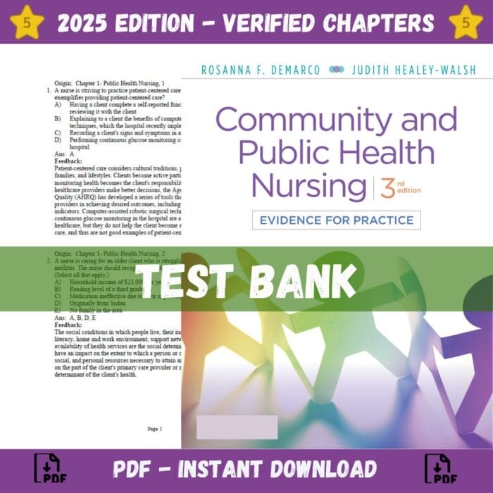 Test Bank - Community & Public Health Nursing: Evidence for Practice, 3rd Edition (Rosanna Demarco, 2019)