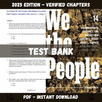 Test Bank For We the People, 14th Edition Essentials (Benjamin Ginsberg)