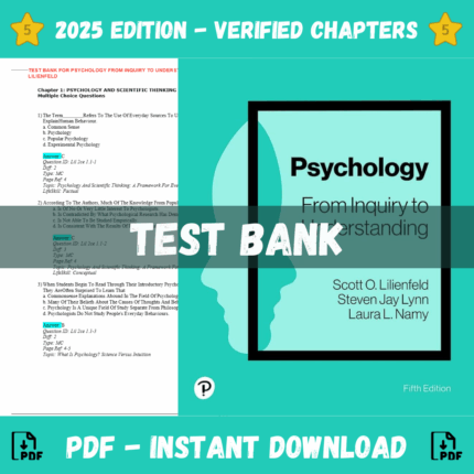 Test Bank - Psychology: From Inquiry to Understanding, 5th Edition ( Scott Lilienfeld, 2024)