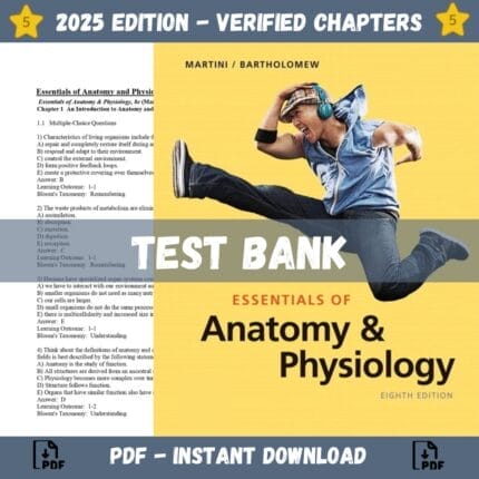 Test Bank – Essentials of Anatomy & Physiology, 8th Edition (Martini, 2020)